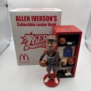 ALLEN IVERSON Locker Coin Bank Figure PHILADELPHIA 76er's Black Jersey #3 Reebok